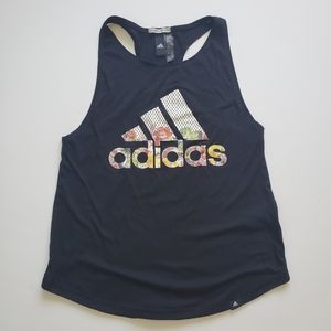 Adidas floral logo racerback tank top